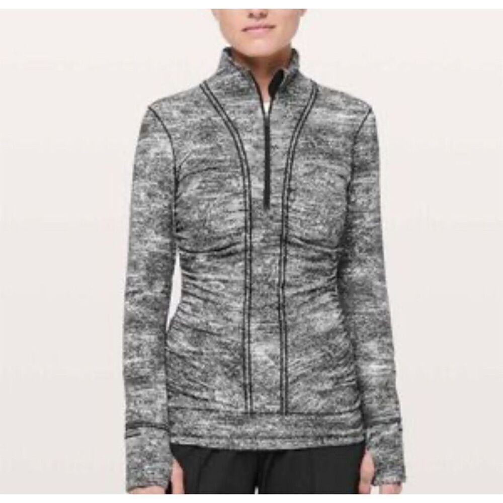 Lululemon Cypress Kiss Jacket Women's Size 8 Black/White Space Dye Striped